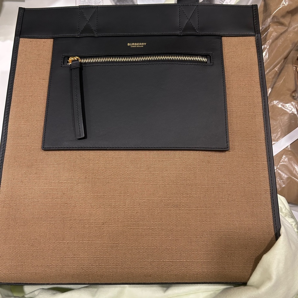 Burberry Black and Beige Canvas Tote - Picture 4 of 6